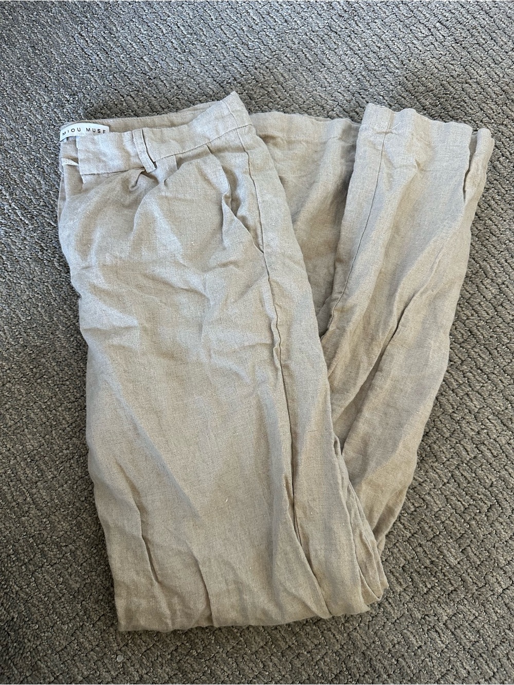 Relaxed Linen Trousers in Light Tan